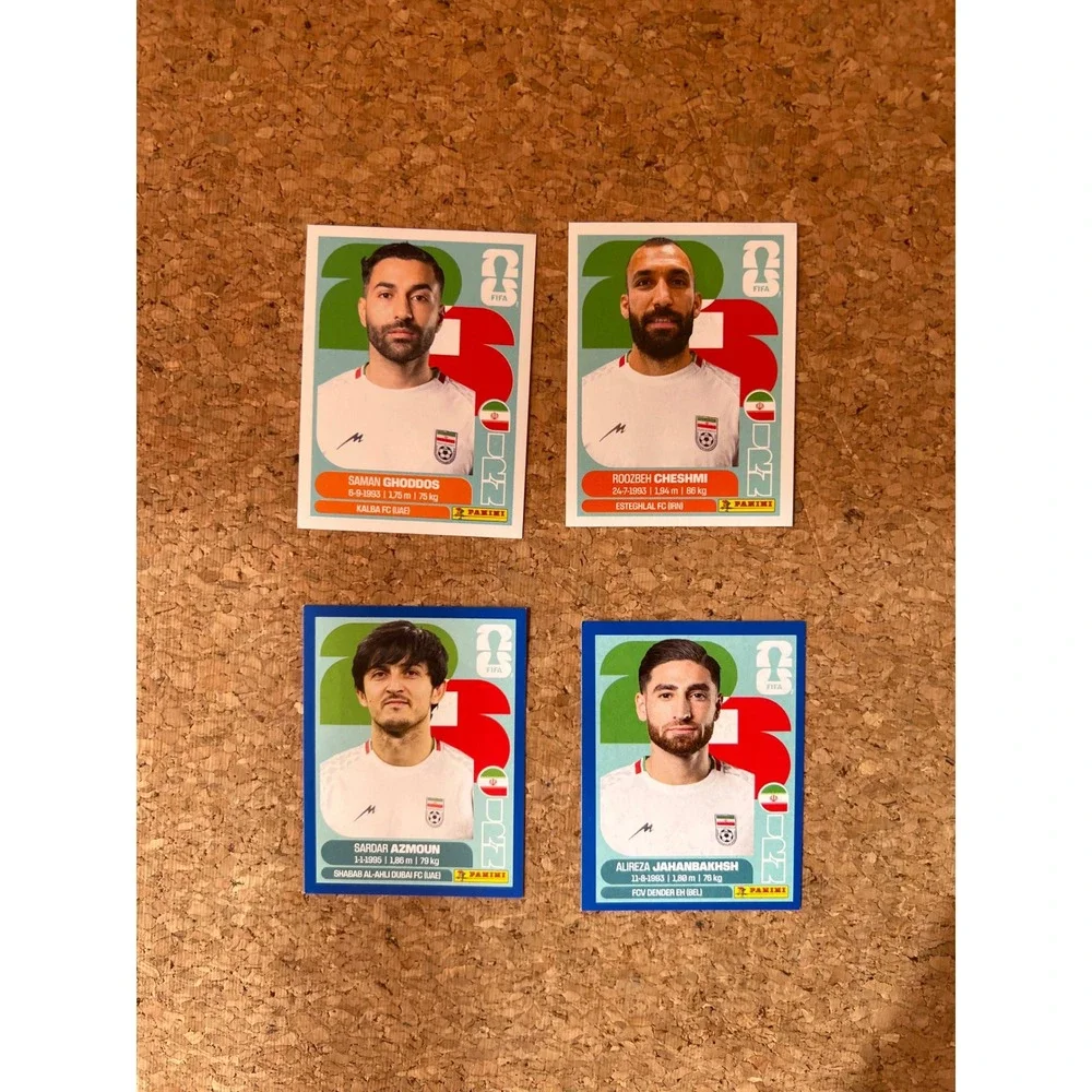 Panini FIFA World Cup 2026 Iran Stickers Ghoddos Cheshmi Azmoun Jahanbakhsh 4pc